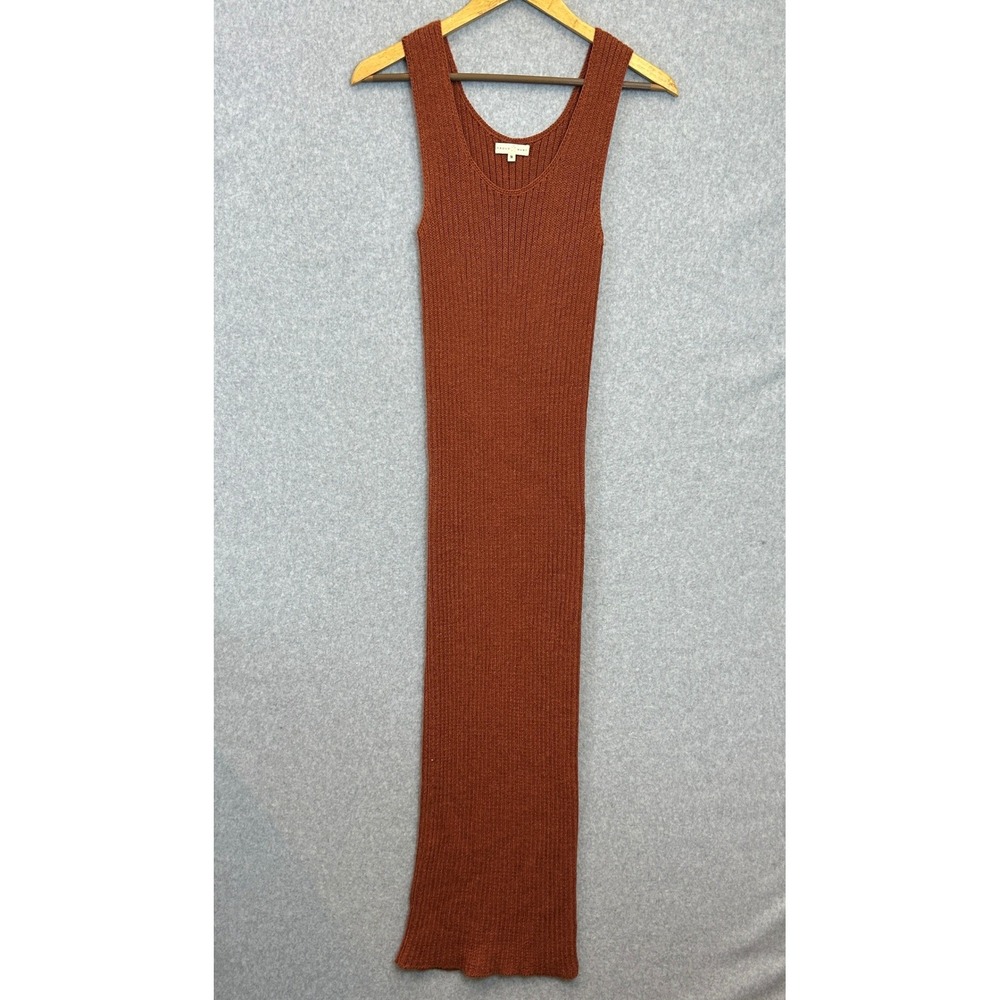 Proud Mary Ribbed Knit Maxi Dress Rust Brown 100% Alpaca Wool Bodycon Size M